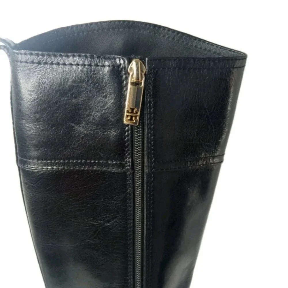 Tory Burch Brita Tall Riding Boots Women's Size 7.5 Black Leather Retail $495